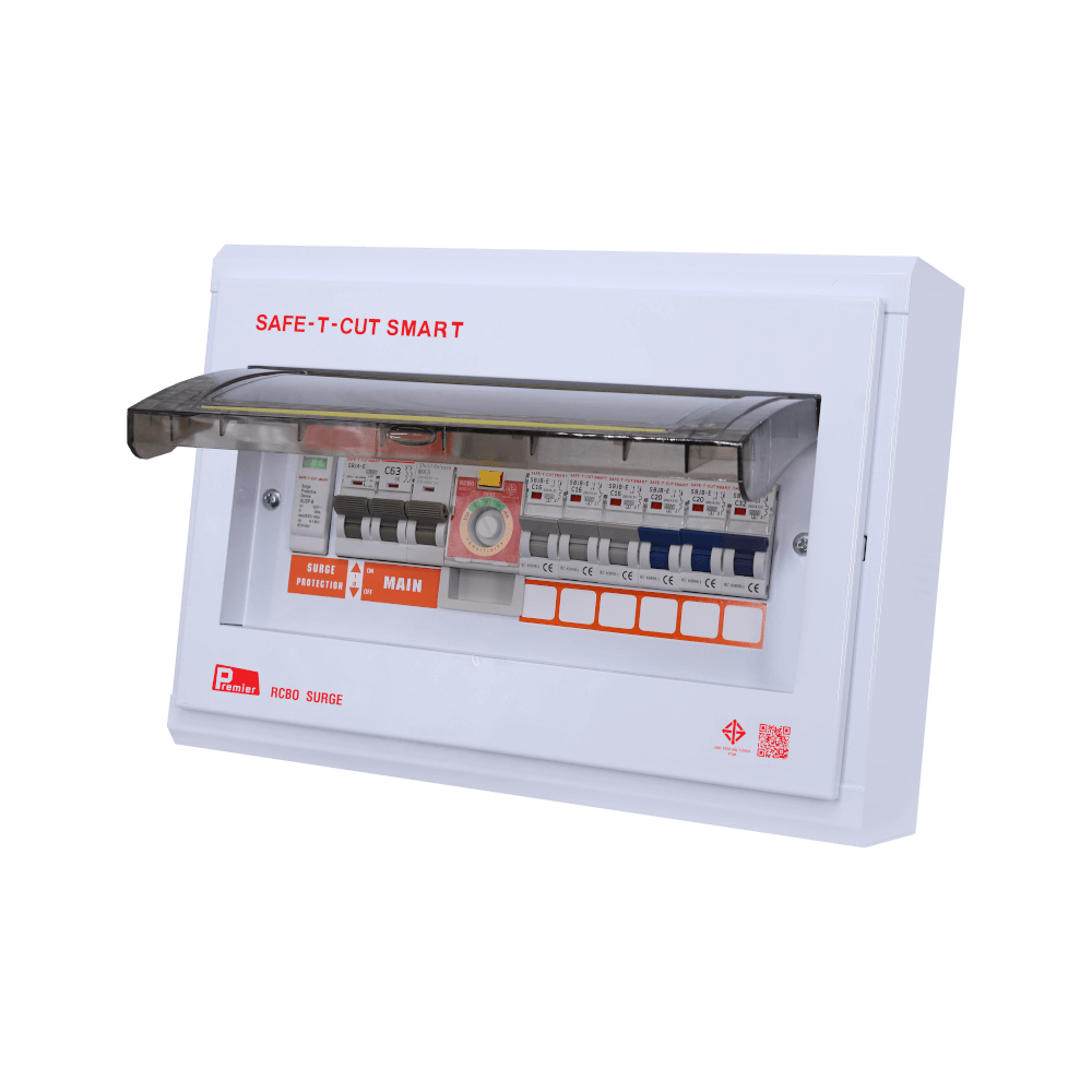 ชุดตู้คอนซูมเมอร์ 6 ช่อง เบรคเกอร์กันดูด 63 แอมป์ เซฟ-ที-คัท สมาร์ท รุ่น PREMIER SURGE